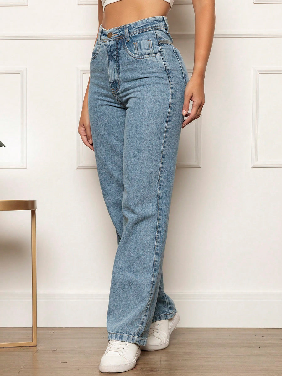 Vendedor IndicadoCalça Jeans Feminina Pantalona Wide Leg 100% Jeans Boca Larga Gaven Tecido Grosso Premium Boca de Sino
