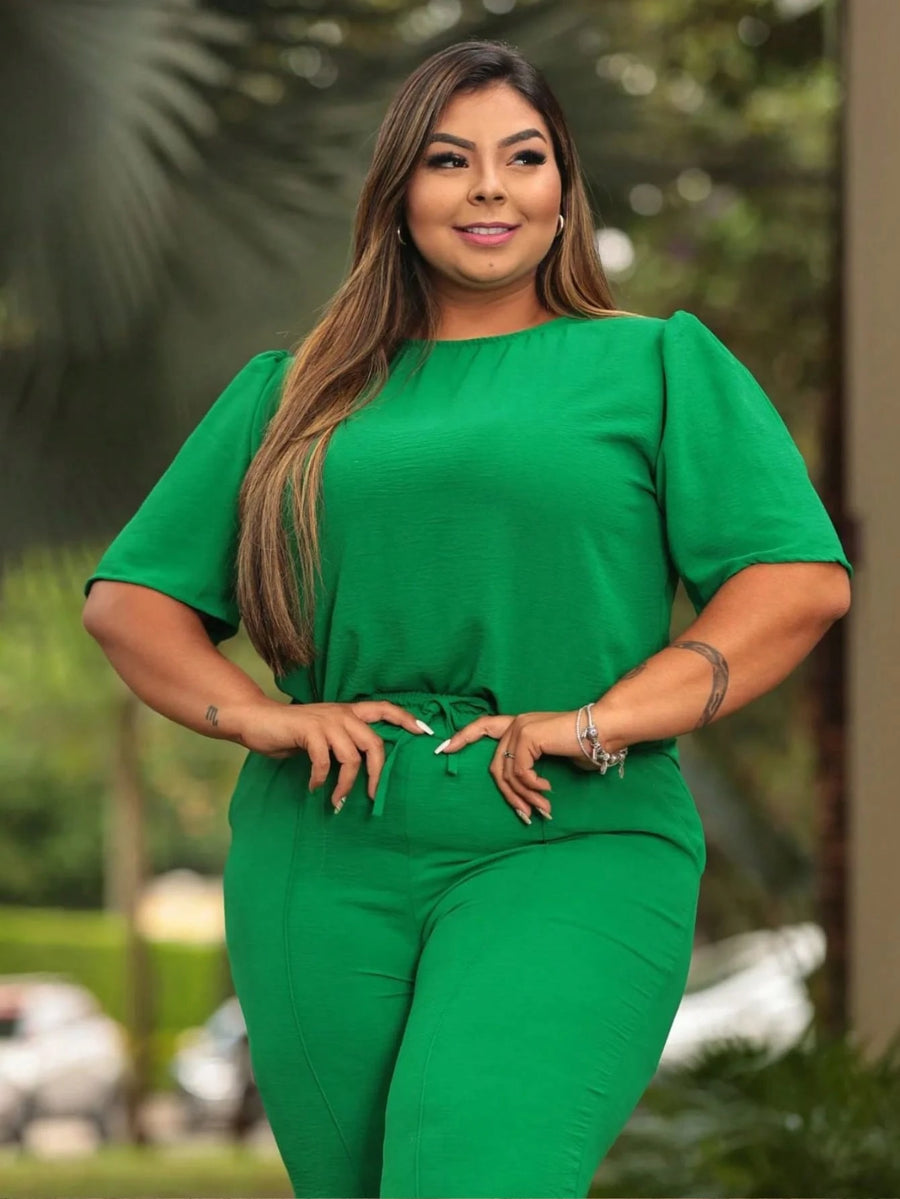 Vendedor IndicadoConjunto Feminino Plus Size Pantalona E Blusinha Premium Elegante