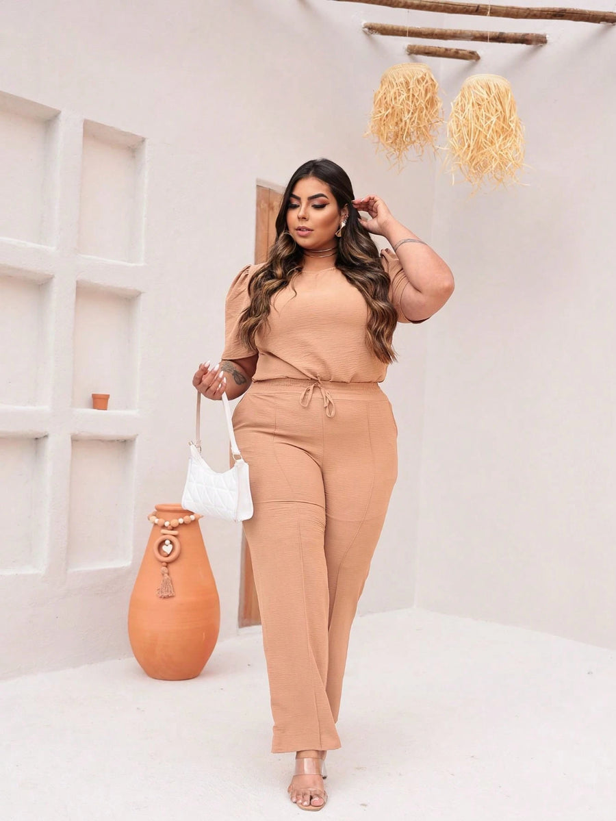 Vendedor IndicadoConjunto Feminino Plus Size Pantalona E Blusinha Premium Elegante