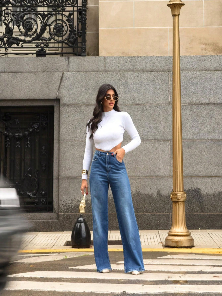 Vendedor Indicado
Calça Jeans Wide Leg Feminina c/ Fenda na Barra