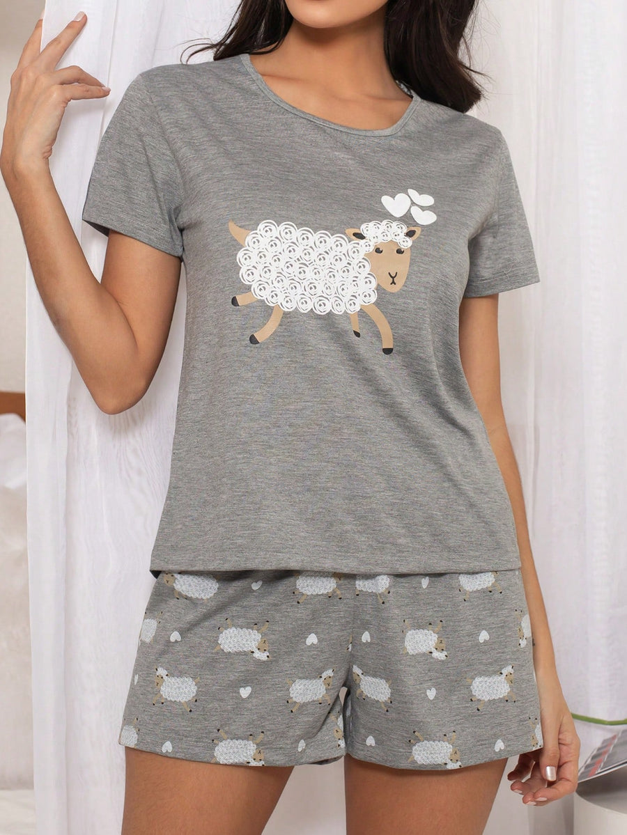 SHE(IN) BRASIL conjunto de pijama short doll estampado feminino manga curta