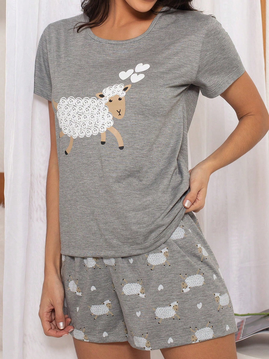 SHE(IN) BRASIL conjunto de pijama short doll estampado feminino manga curta