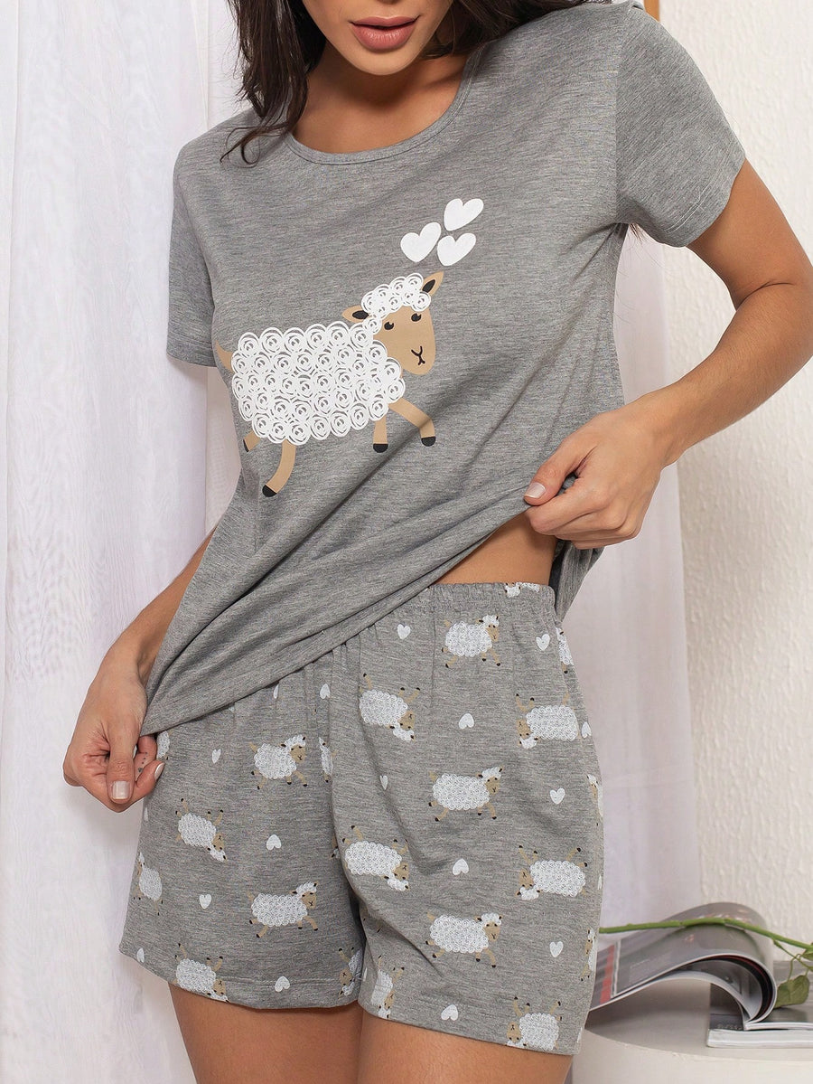 SHE(IN) BRASIL conjunto de pijama short doll estampado feminino manga curta