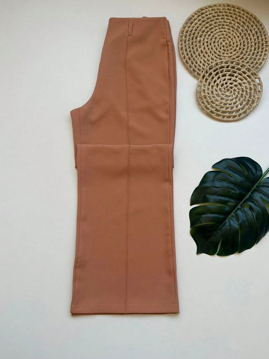 Conjunto Alfaiataria Feminino Blusa Manga curta com Calça Reta Largas