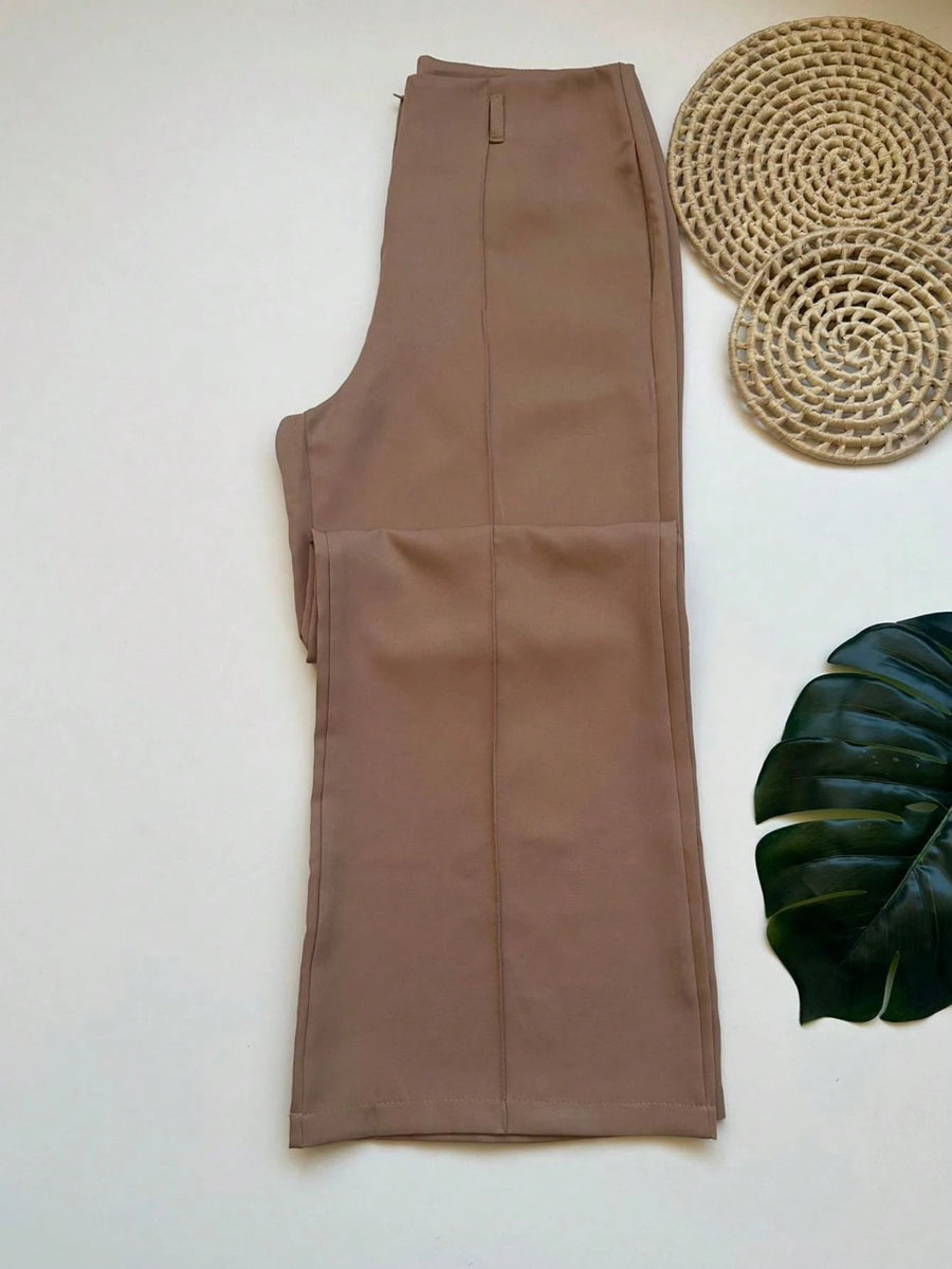 Conjunto Alfaiataria Feminino Blusa Manga curta com Calça Reta Largas