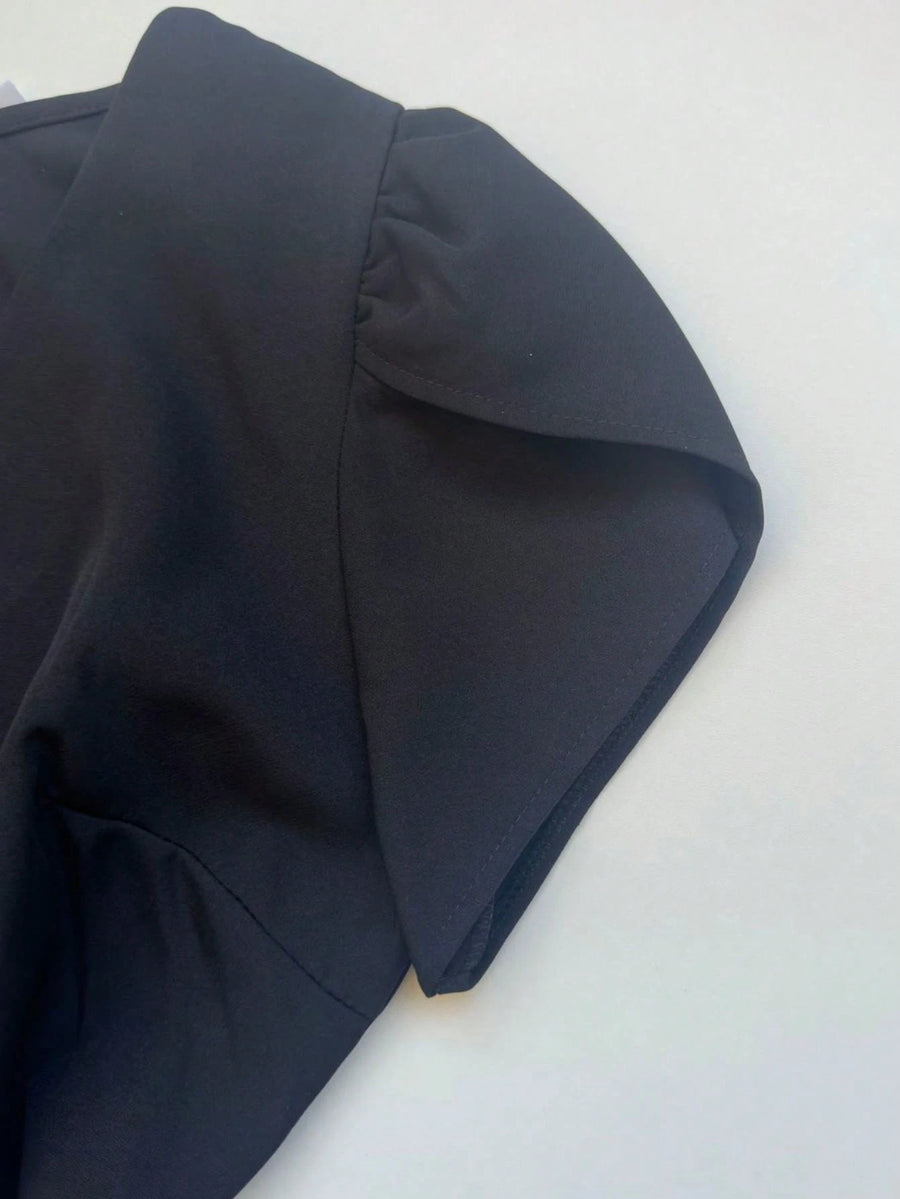 Conjunto Alfaiataria Feminino Blusa Manga curta com Calça Reta Largas