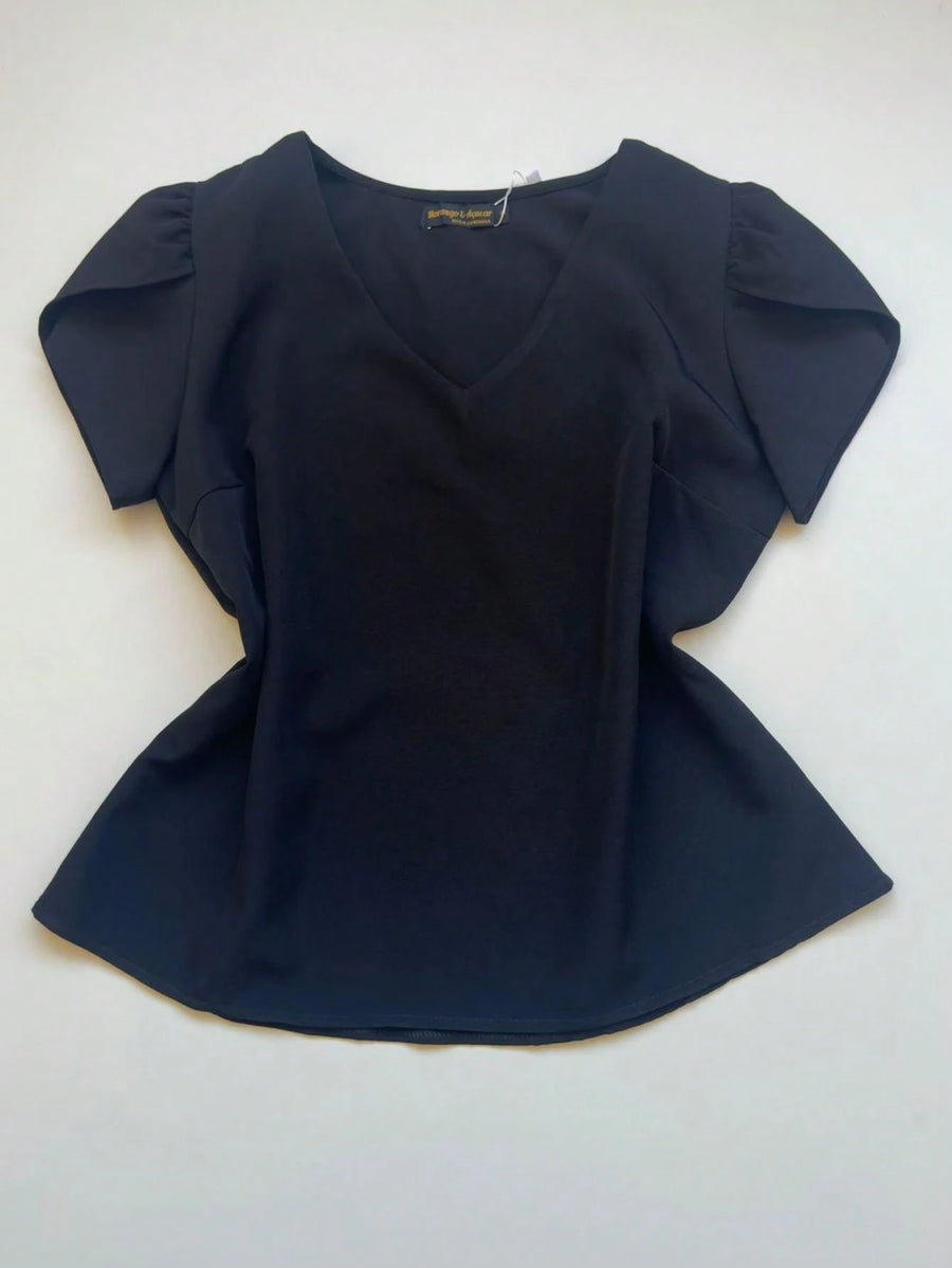 Conjunto Alfaiataria Feminino Blusa Manga curta com Calça Reta Largas