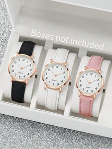 3 peças/conjunto Relógio de Quartzo de Discador Pequeno Digital Casual de Moda Feminina e Conjunto de Pulseira