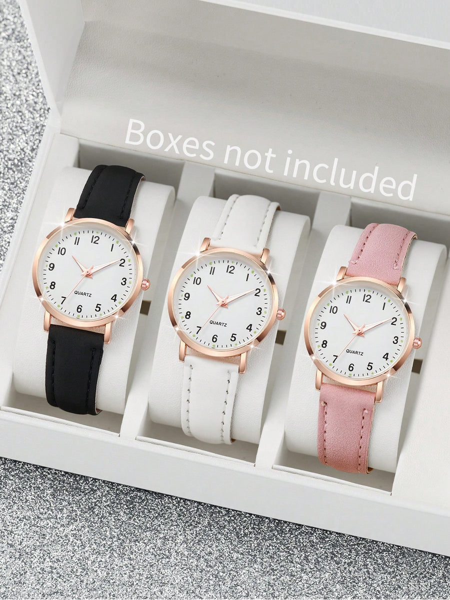 3 peças/conjunto Relógio de Quartzo de Discador Pequeno Digital Casual de Moda Feminina e Conjunto de Pulseira