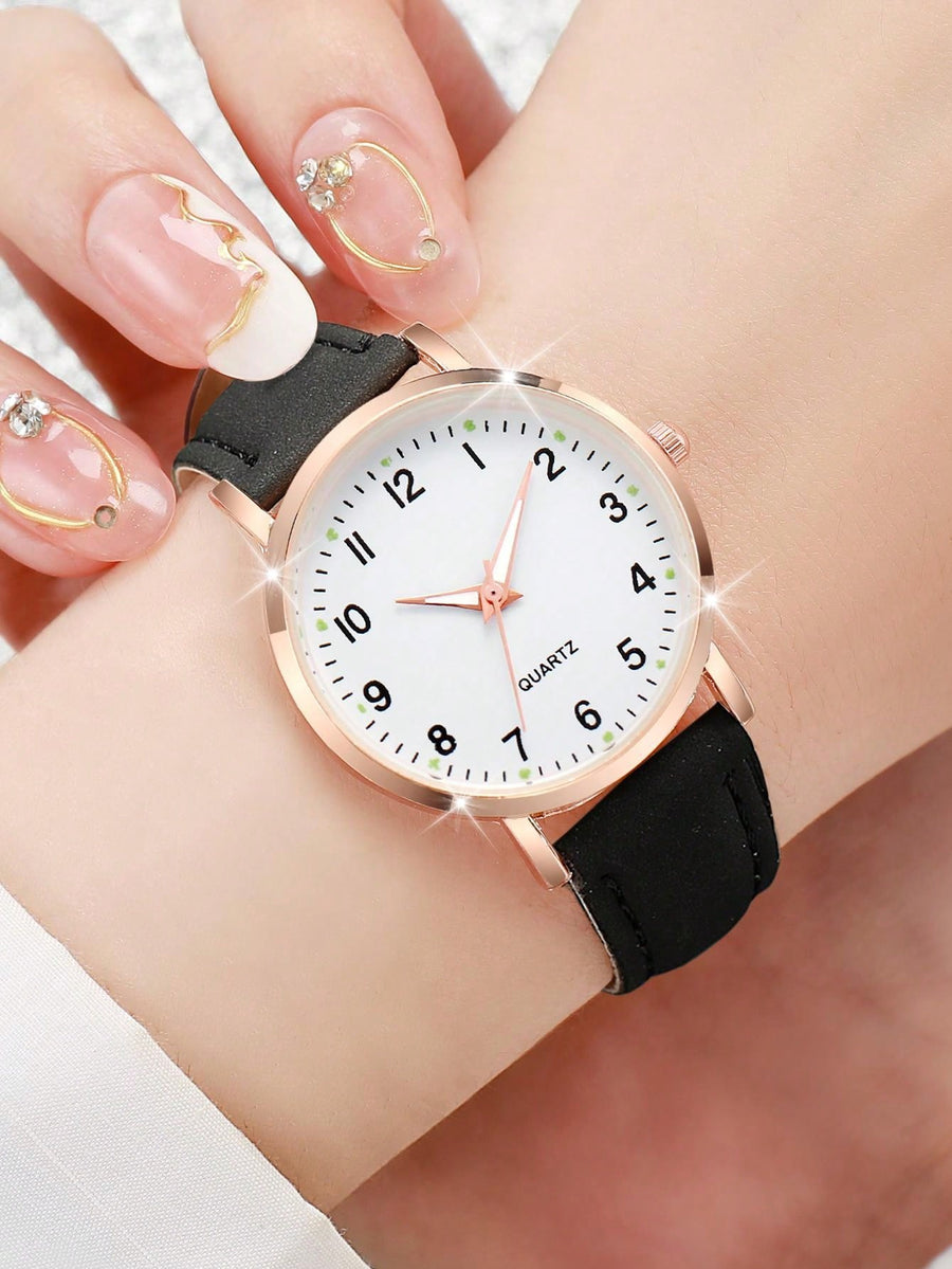 3 peças/conjunto Relógio de Quartzo de Discador Pequeno Digital Casual de Moda Feminina e Conjunto de Pulseira