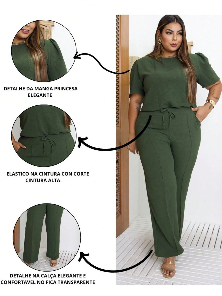 Vendedor IndicadoConjunto Feminino Plus Size Pantalona E Blusinha Premium Elegante