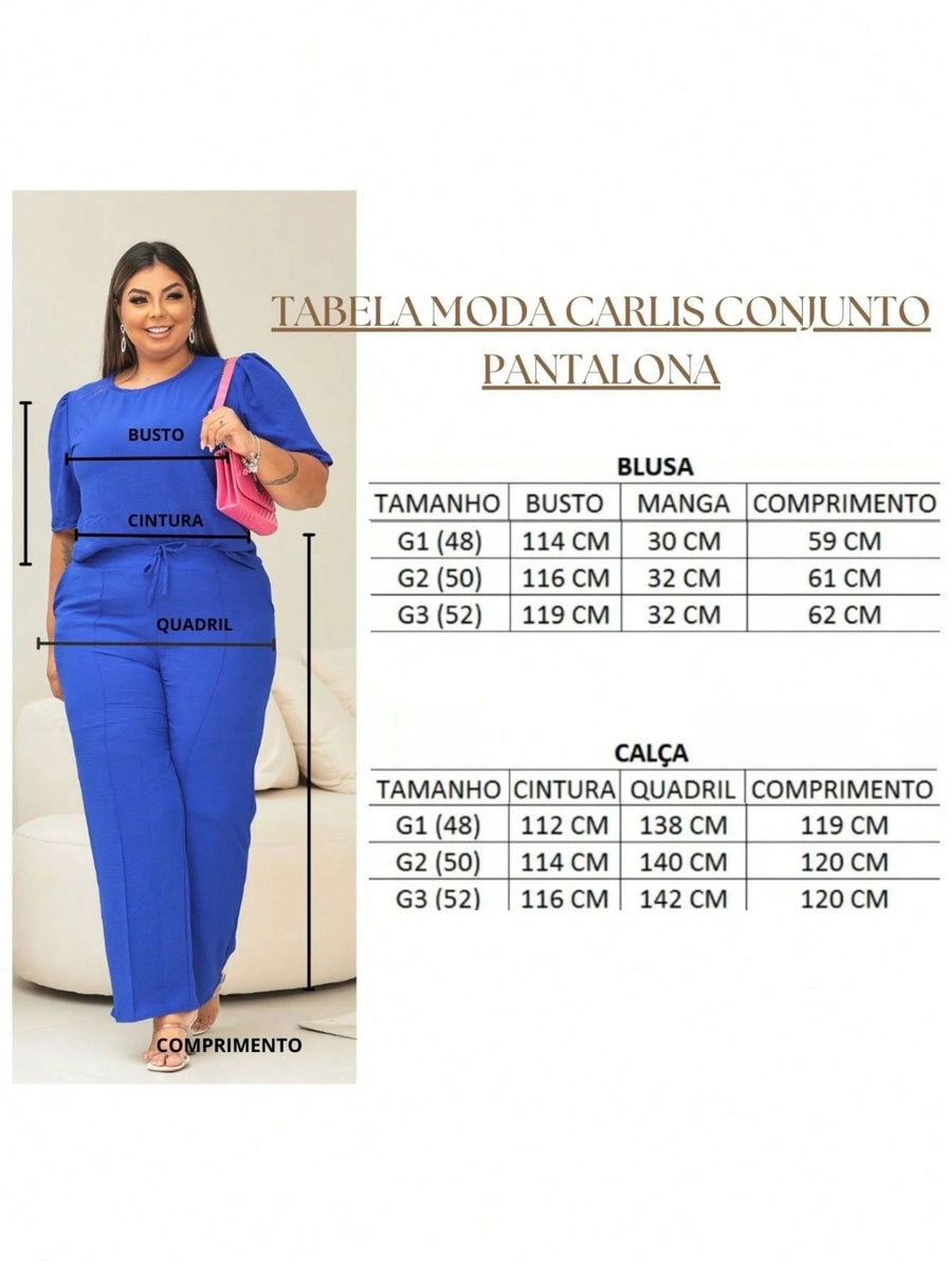 Vendedor IndicadoConjunto Feminino Plus Size Pantalona E Blusinha Premium Elegante