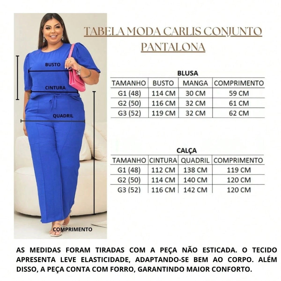 Vendedor IndicadoConjunto Feminino Plus Size Pantalona E Blusinha Premium Elegante