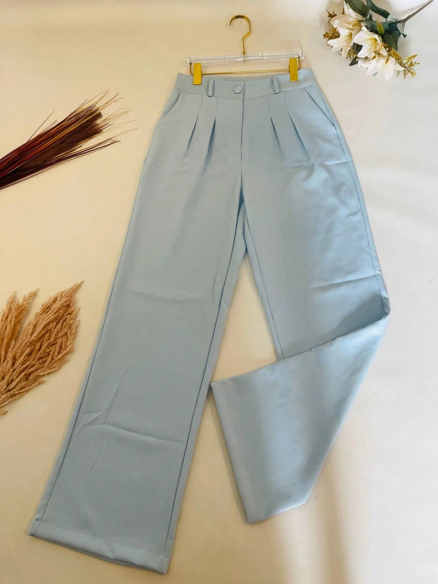 KALINA FASHION Conjunto Feminino Alfaiataria Blusa de ombro com laço e calça reta solta