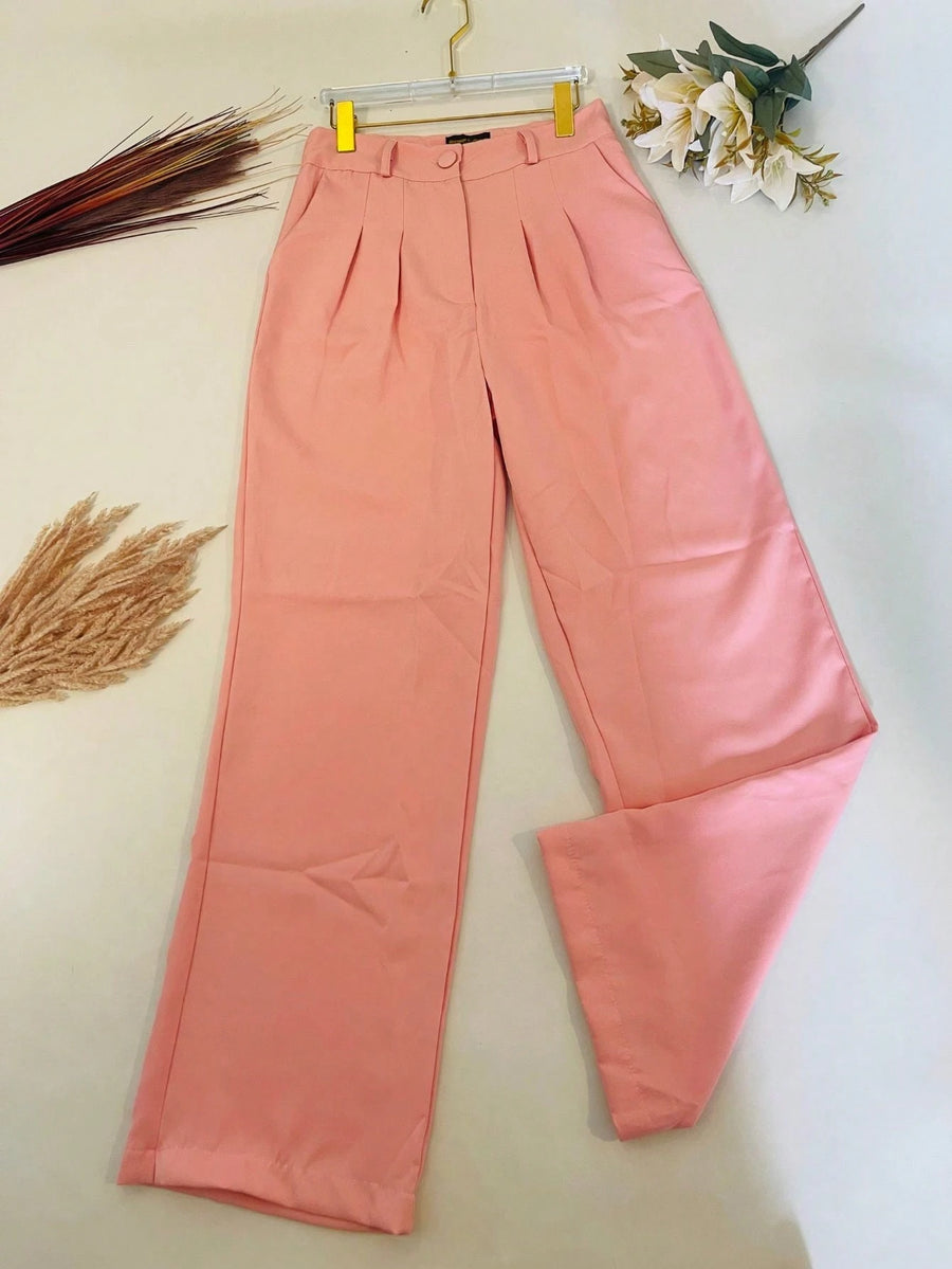 KALINA FASHION Conjunto Feminino Alfaiataria Blusa de ombro com laço e calça reta solta