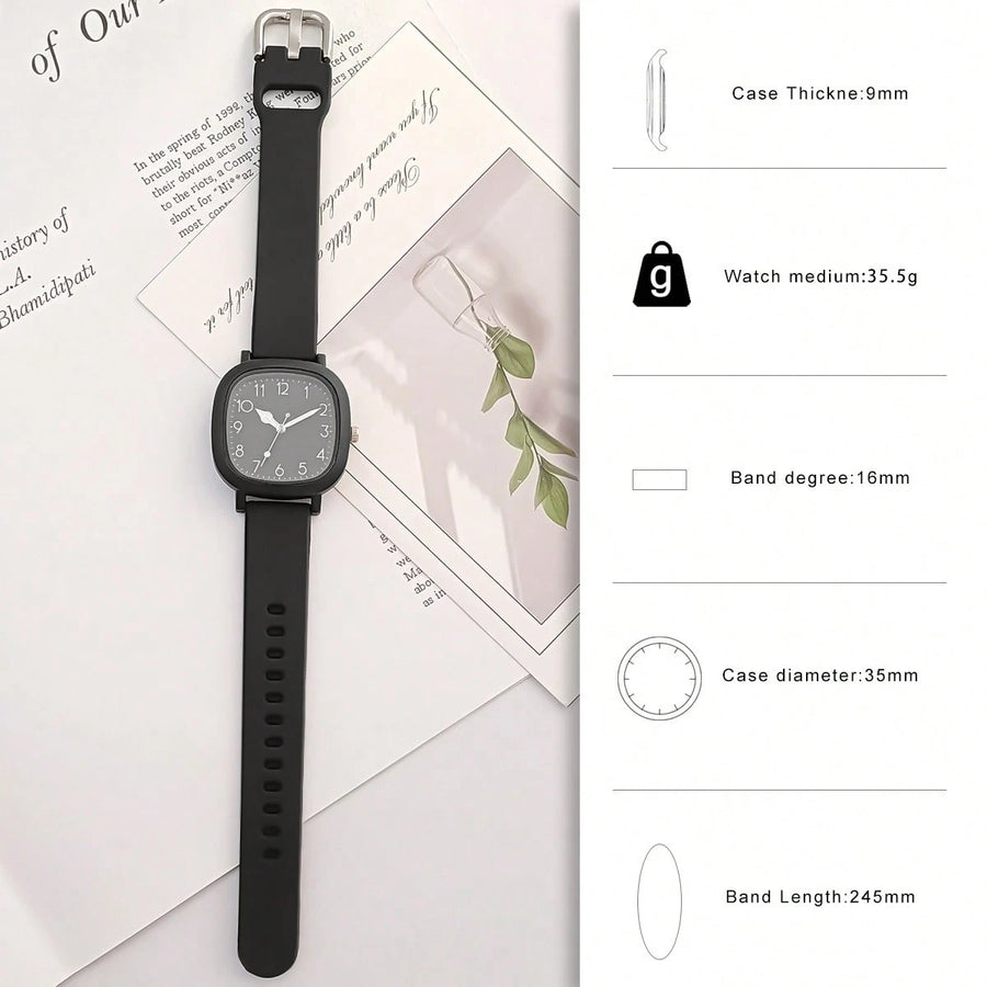 3 Peças/Conjunto Relógio de Quartzo Feminino da Moda com Pulseira de Silicone, Combinação de Relógio de Pulso da Moda Adequada para Uso Diário, Presente de Aniversário para Familiares e Amigos