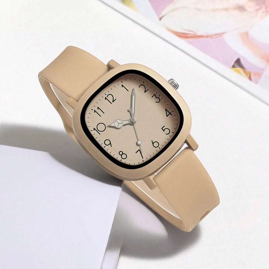3 Peças/Conjunto Relógio de Quartzo Feminino da Moda com Pulseira de Silicone, Combinação de Relógio de Pulso da Moda Adequada para Uso Diário, Presente de Aniversário para Familiares e Amigos