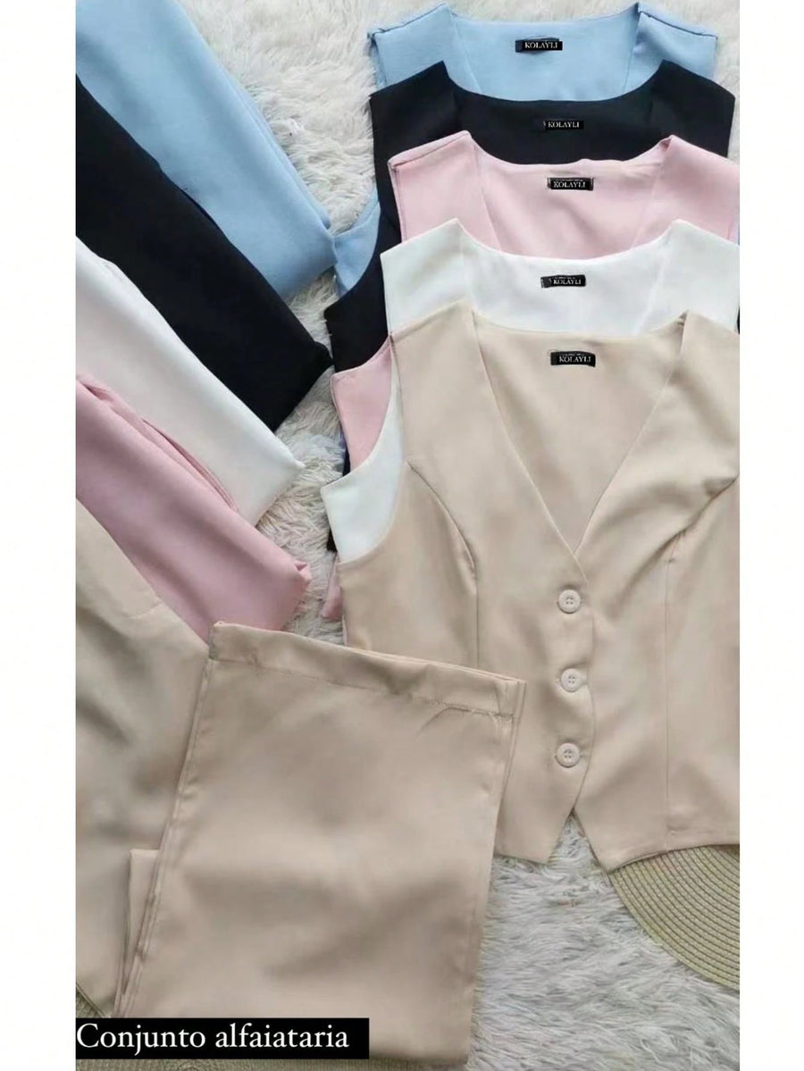 Vendedor IndicadoConjunto Alfaiataria Colete com calça Tendencia Moda Fashion