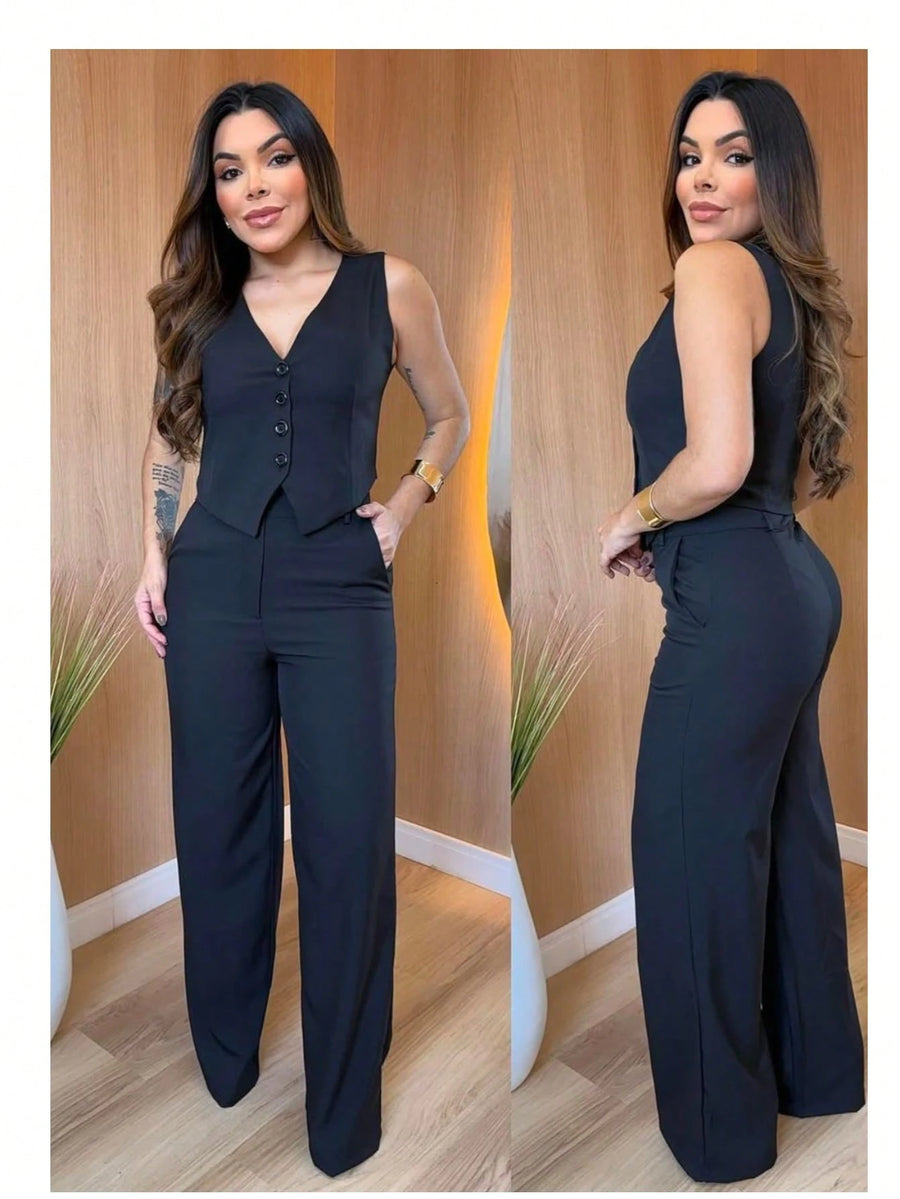 Vendedor IndicadoConjunto Alfaiataria Colete com calça Tendencia Moda Fashion