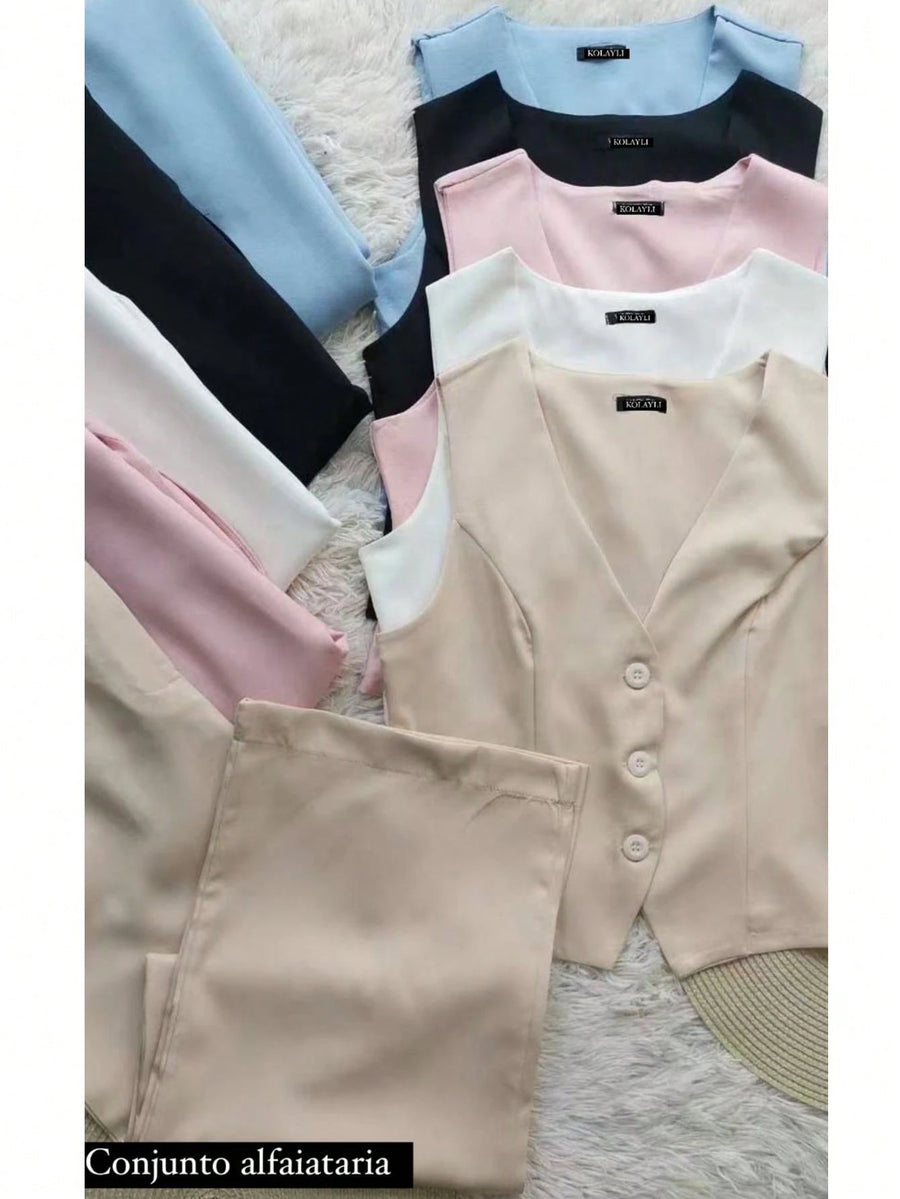 Vendedor IndicadoConjunto Alfaiataria Colete com calça Tendencia Moda Fashion