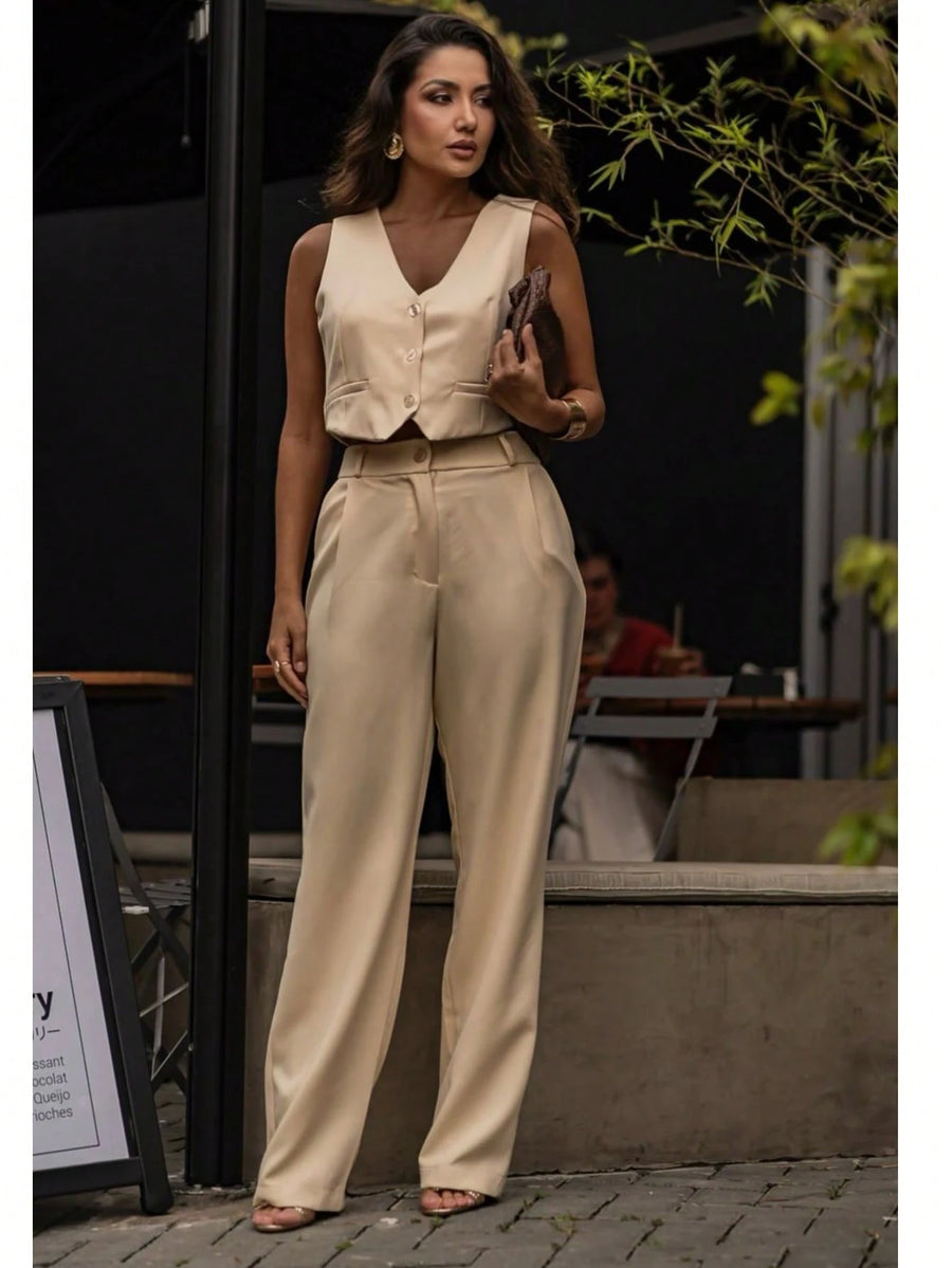 Vendedor IndicadoConjunto Alfaiataria Colete com calça Tendencia Moda Fashion