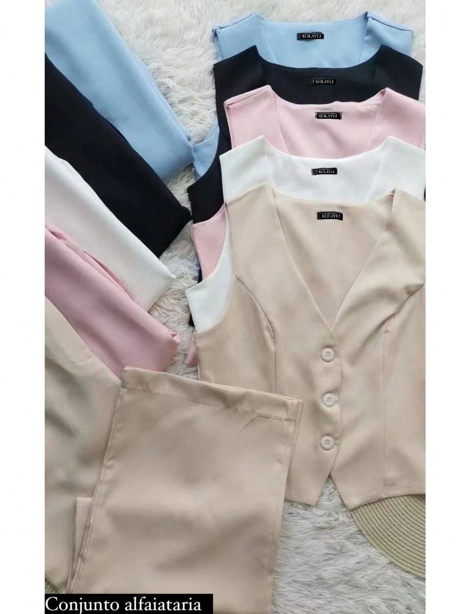 Vendedor IndicadoConjunto Alfaiataria Colete com calça Tendencia Moda Fashion