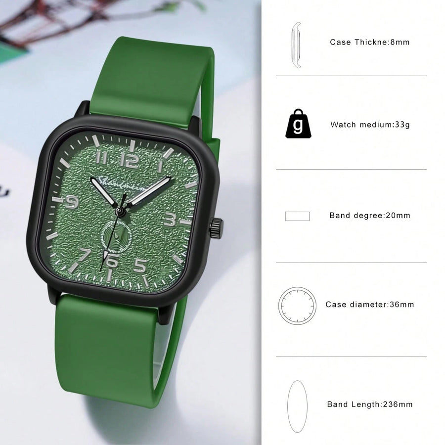 3 Peças/Conjunto Relógio de Quartzo Feminino da Moda com Pulseira de Silicone, Combinação de Relógio de Pulso da Moda Adequada para Uso Diário, Presente de Aniversário para Familiares e Amigos