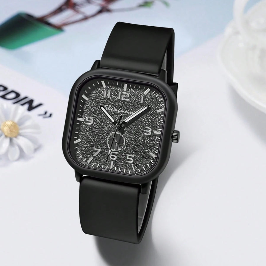3 Peças/Conjunto Relógio de Quartzo Feminino da Moda com Pulseira de Silicone, Combinação de Relógio de Pulso da Moda Adequada para Uso Diário, Presente de Aniversário para Familiares e Amigos