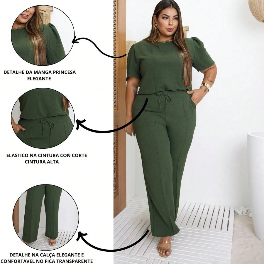 Vendedor IndicadoConjunto Feminino Plus Size Pantalona E Blusinha Premium Elegante