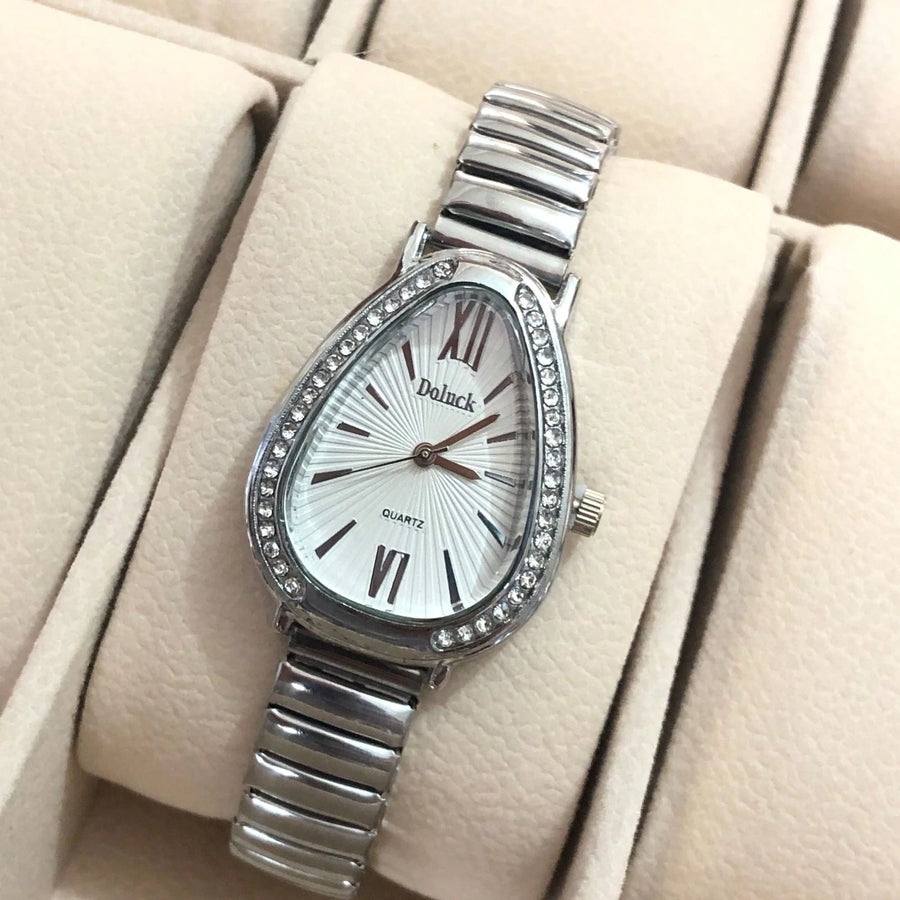 Relógio de Pulso Feminino Pulseira Elástica e plástico. Analógico Prata Rosas de ouro