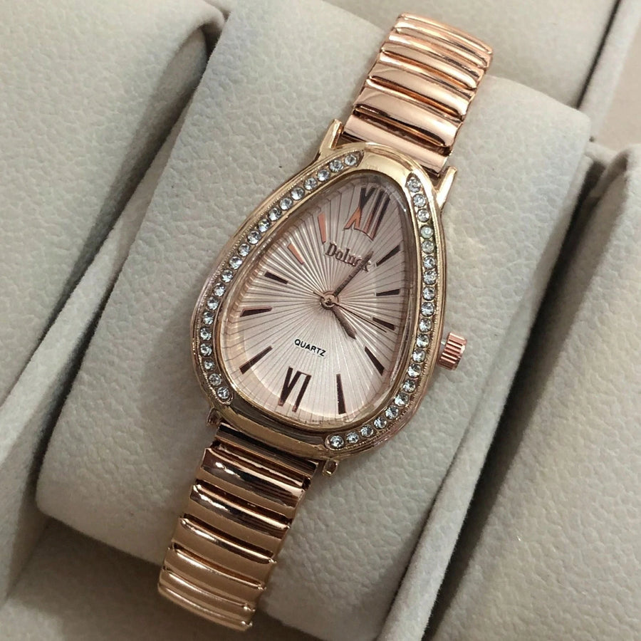 Relógio de Pulso Feminino Pulseira Elástica e plástico. Analógico Prata Rosas de ouro