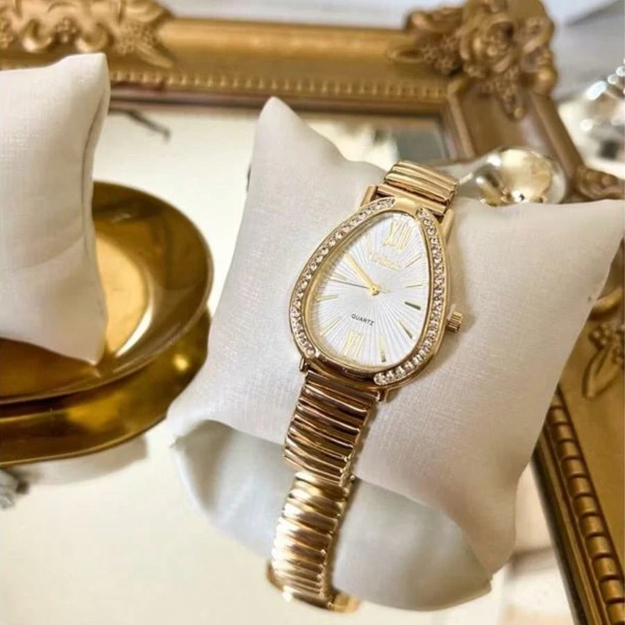 Relógio de Pulso Feminino Pulseira Elástica e plástico. Analógico Prata Rosas de ouro