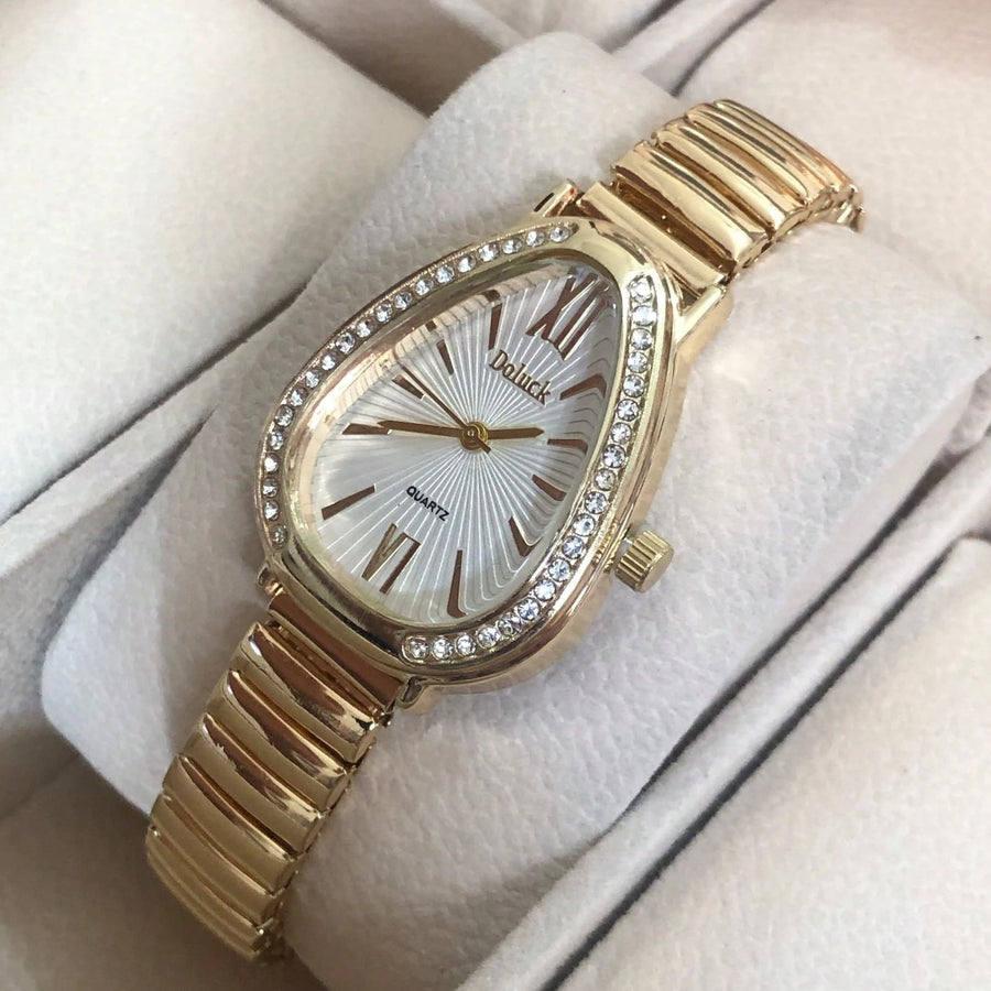 Relógio de Pulso Feminino Pulseira Elástica e plástico. Analógico Prata Rosas de ouro
