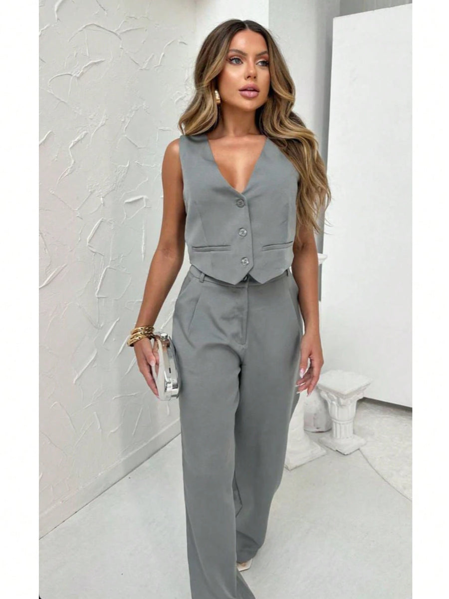 Vendedor IndicadoConjunto Alfaiataria Colete com calça Tendencia Moda Fashion
