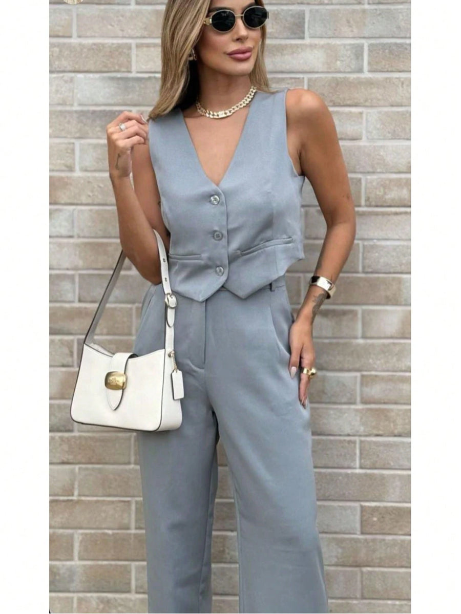 Vendedor IndicadoConjunto Alfaiataria Colete com calça Tendencia Moda Fashion