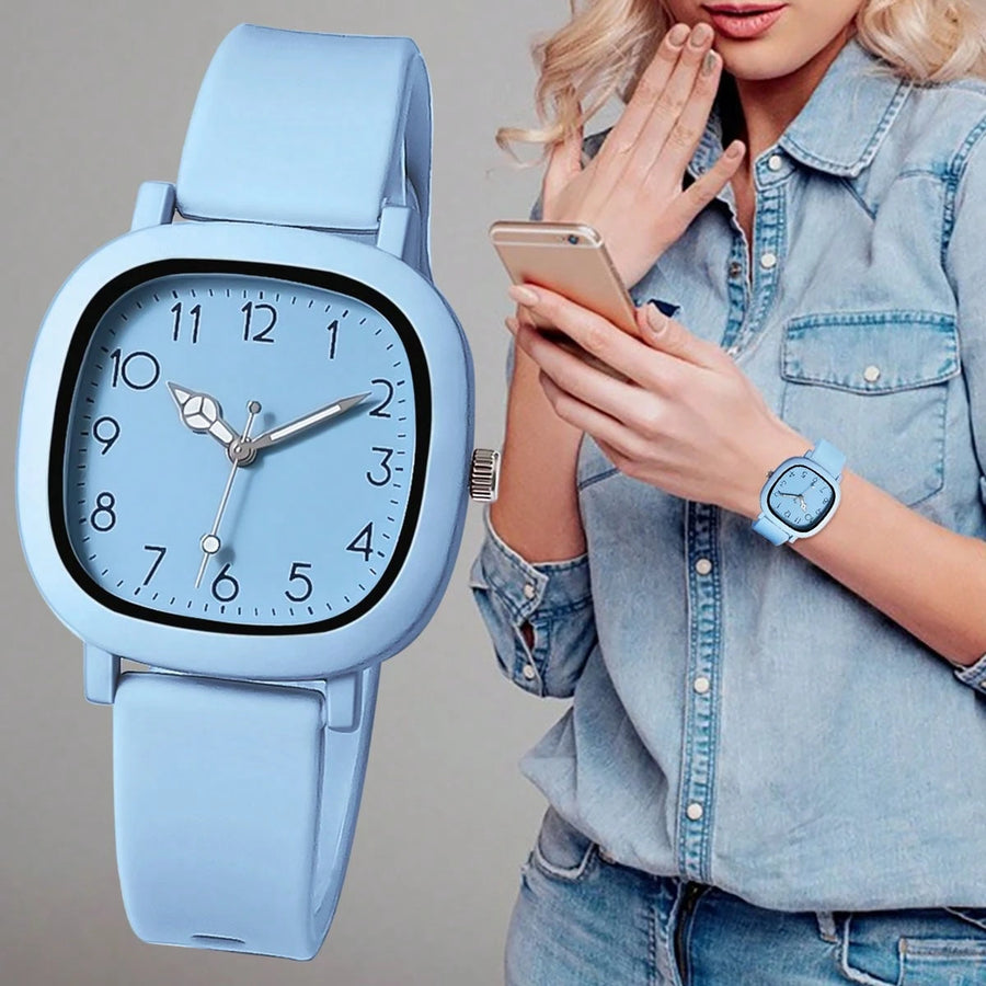 3 Peças/Conjunto Relógio de Quartzo Feminino da Moda com Pulseira de Silicone, Combinação de Relógio de Pulso da Moda Adequada para Uso Diário, Presente de Aniversário para Familiares e Amigos