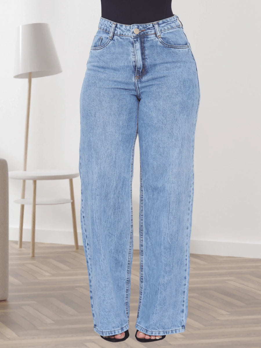 Vendedor Indicado
Calça Wide Leg Jeans Feminina Denim Levanta Bumbum Cós Alto tecido grosso Premium Lavagem Clara ou Grafite Perna Larga Marmorizada