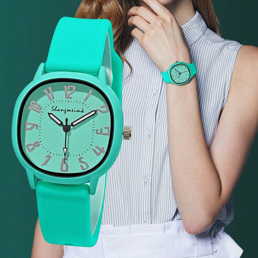 3 Peças/Conjunto Relógio de Quartzo Feminino da Moda com Pulseira de Silicone, Combinação de Relógio de Pulso da Moda Adequada para Uso Diário, Presente de Aniversário para Familiares e Amigos