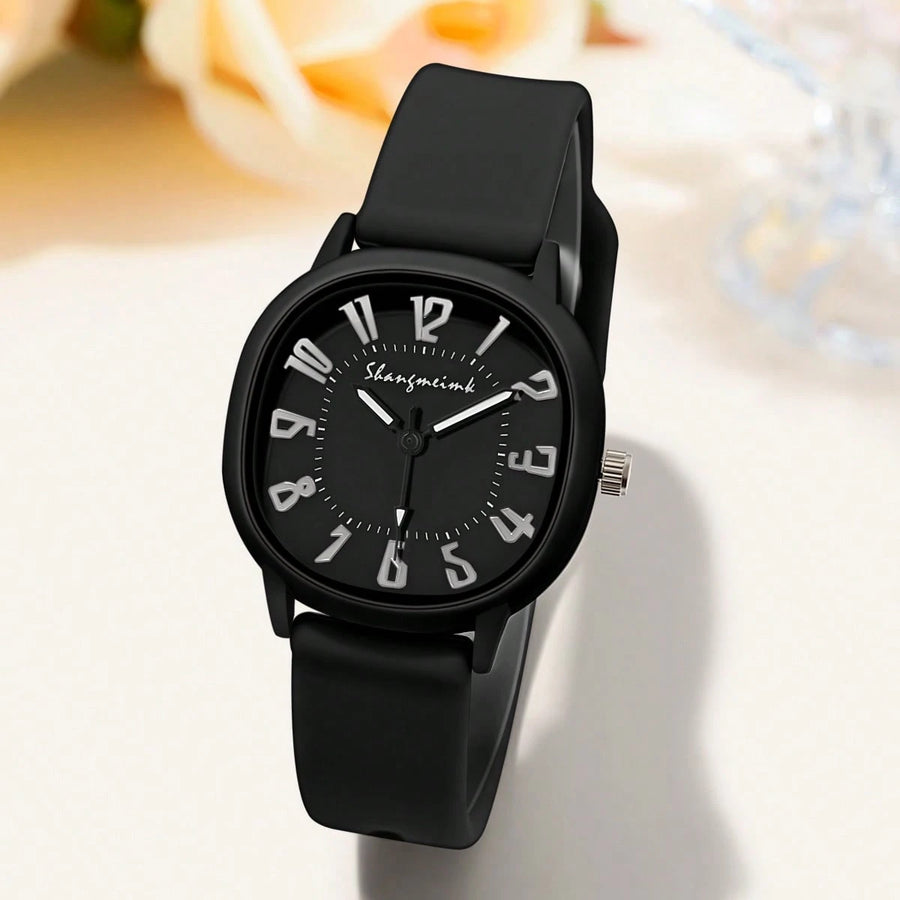 3 Peças/Conjunto Relógio de Quartzo Feminino da Moda com Pulseira de Silicone, Combinação de Relógio de Pulso da Moda Adequada para Uso Diário, Presente de Aniversário para Familiares e Amigos