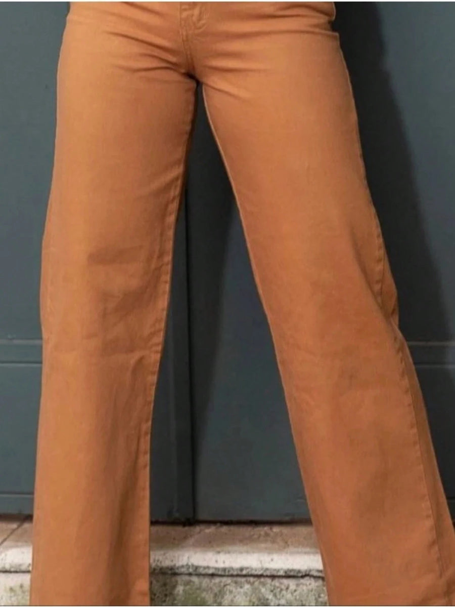 Calça Jeans Feminina Wide Leg pantalona Cintura Alta Tecido grafite