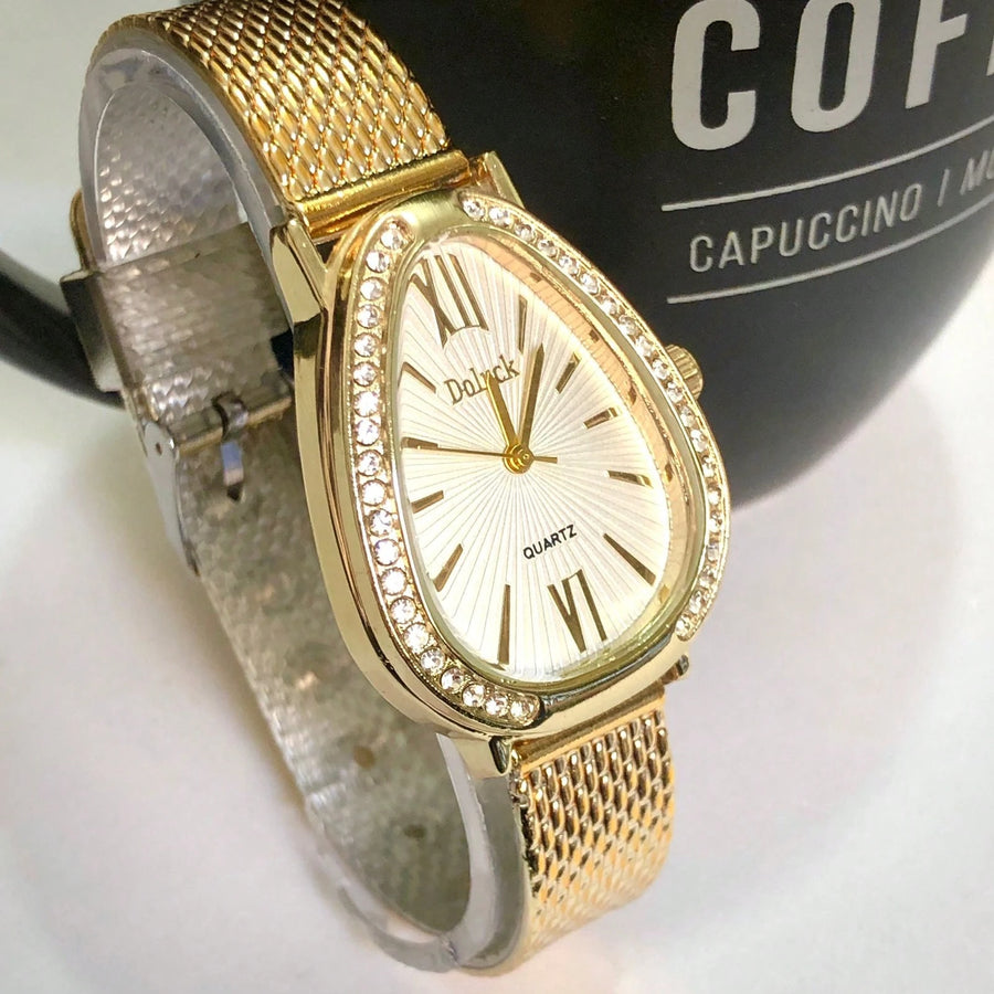 Relógio de Pulso Feminino Pulseira Elástica e plástico. Analógico Prata Rosas de ouro