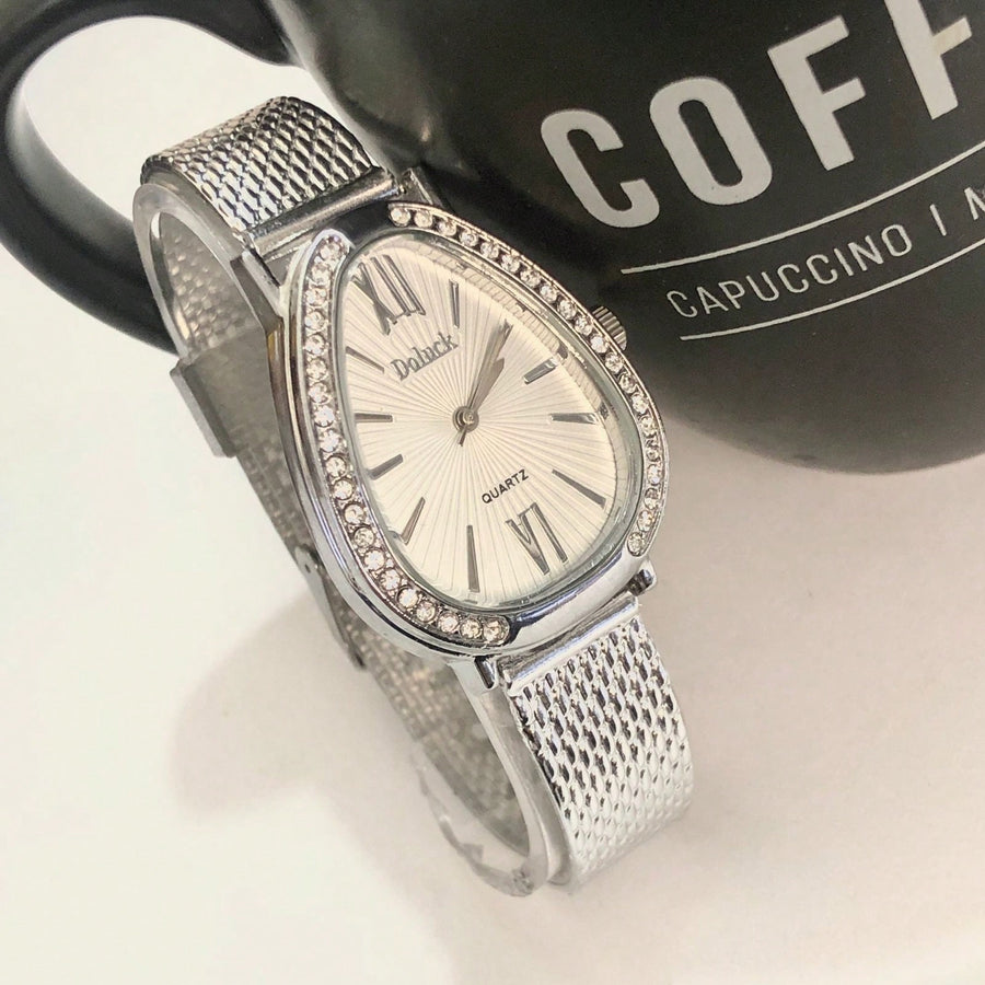 Relógio de Pulso Feminino Pulseira Elástica e plástico. Analógico Prata Rosas de ouro