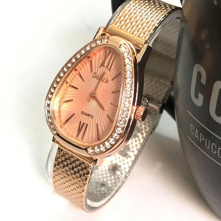 Relógio de Pulso Feminino Pulseira Elástica e plástico. Analógico Prata Rosas de ouro