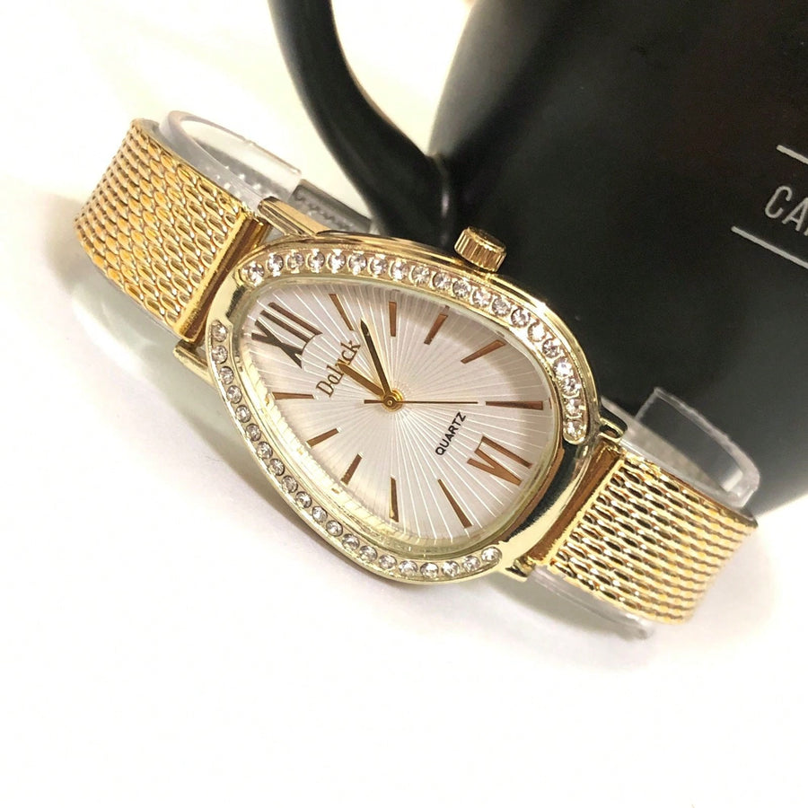 Relógio de Pulso Feminino Pulseira Elástica e plástico. Analógico Prata Rosas de ouro