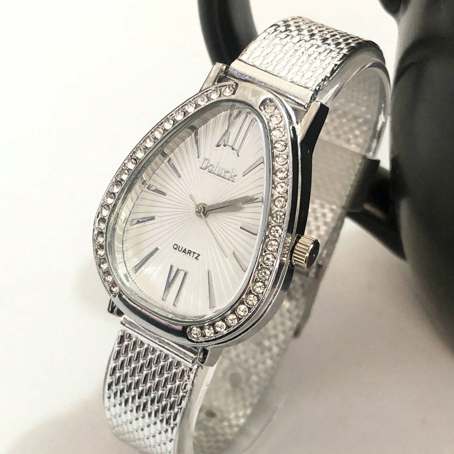 Relógio de Pulso Feminino Pulseira Elástica e plástico. Analógico Prata Rosas de ouro