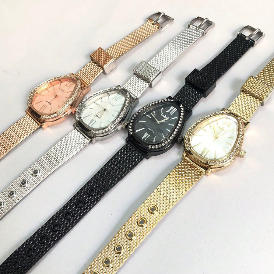 Relógio de Pulso Feminino Pulseira Elástica e plástico. Analógico Prata Rosas de ouro