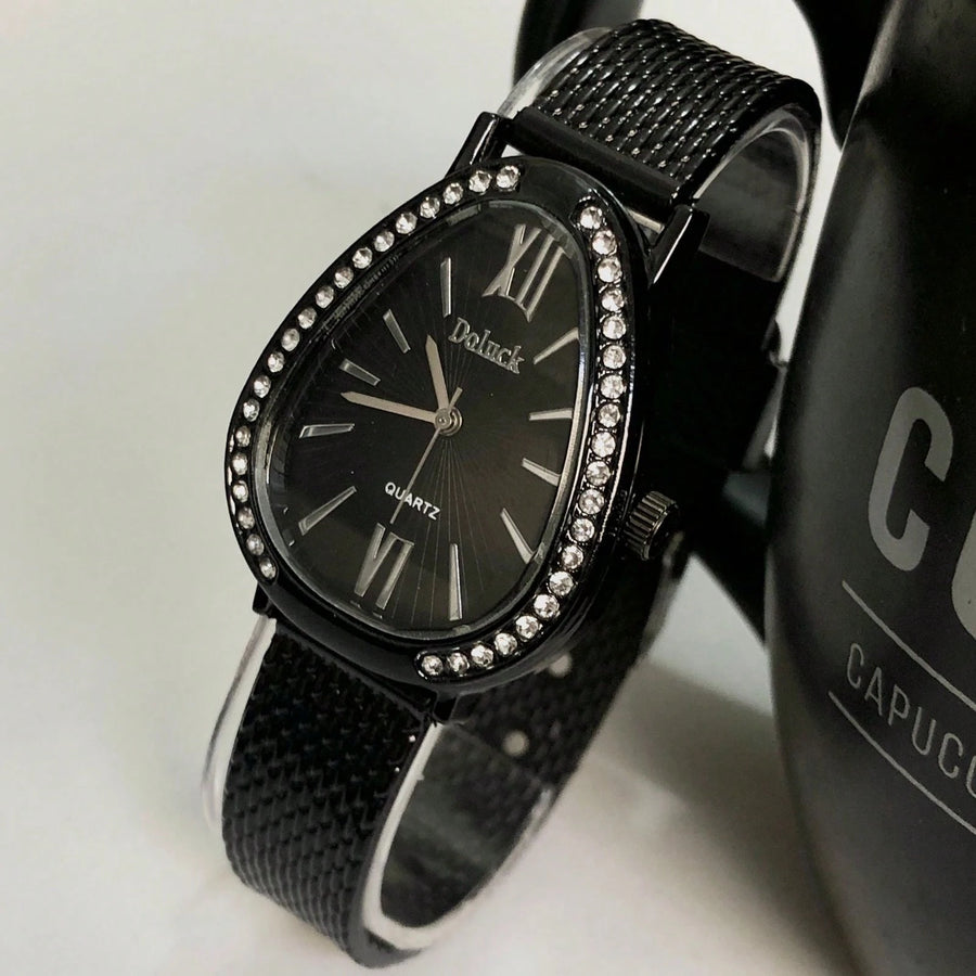 Relógio de Pulso Feminino Pulseira Elástica e plástico. Analógico Prata Rosas de ouro