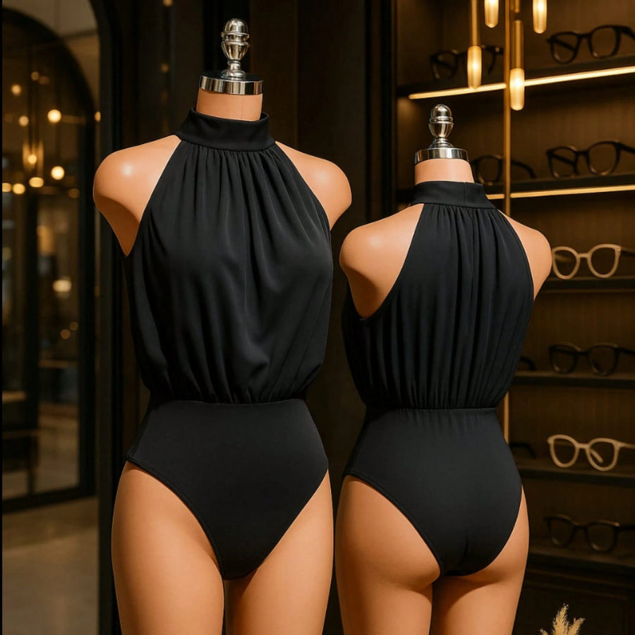 Body Feminino Com Gola Alta Drapeado Tecido Fresquinho Body Feminino Camiseta Collant Cavado Suplex Modas