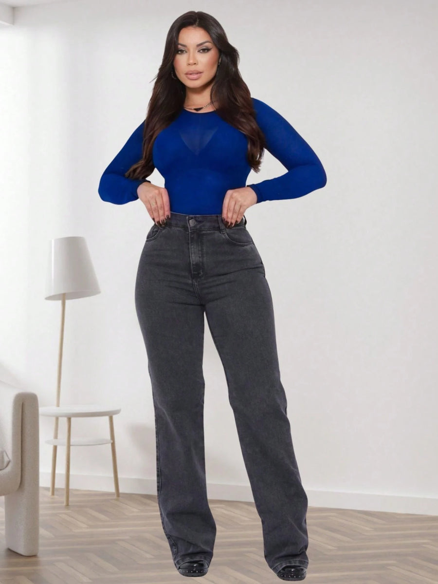 Vendedor Indicado
Calça Wide Leg Jeans Feminina Denim Levanta Bumbum Cós Alto tecido grosso Premium Lavagem Clara ou Grafite Perna Larga Marmorizada
