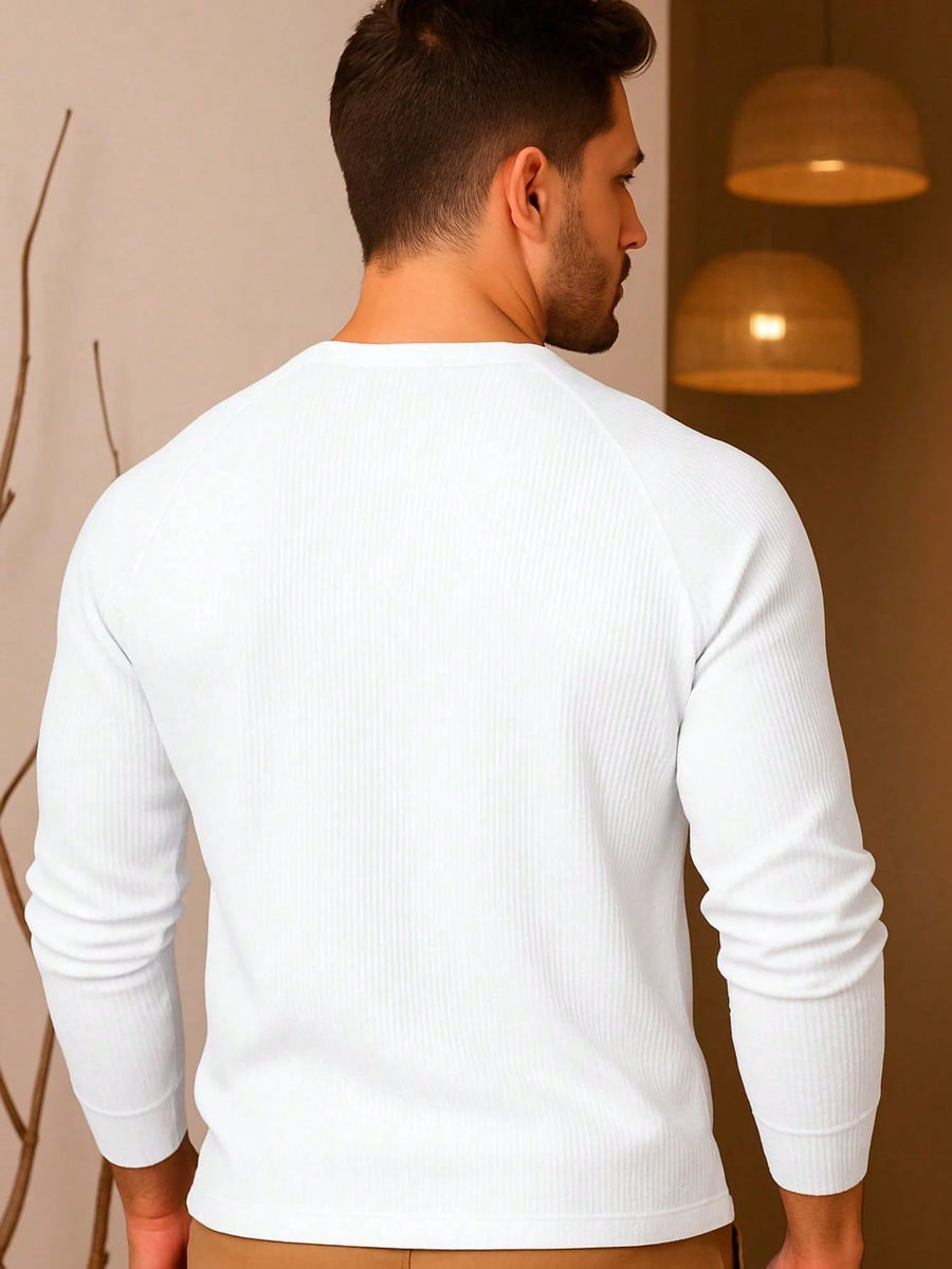 Camiseta Raglan Manga Longa Canelada
